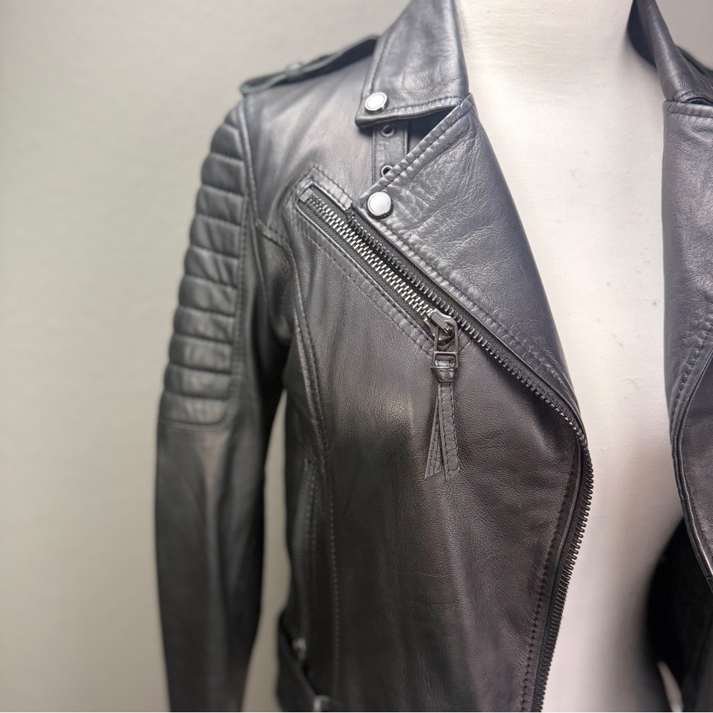 Boda Skins Black Sheepskin Moto Jacket Sz 2 N S Alexander Celeb Owned Rare HTF - Picture 2 of 11